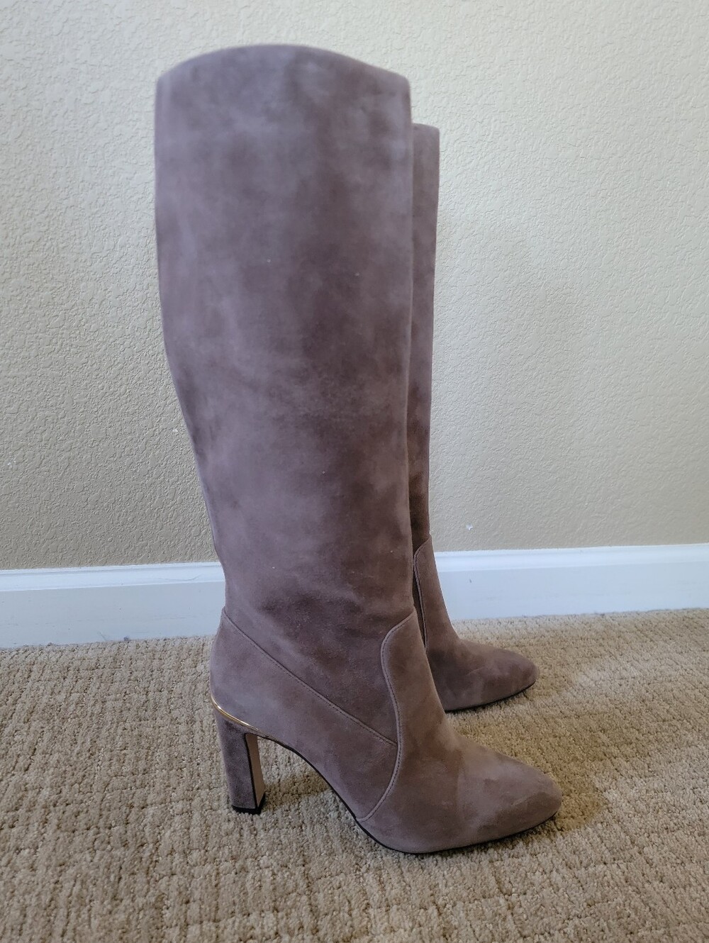 New Vince Camuto Tall Suede Knee-High Boots in Toasted Taupe, Size 9.5